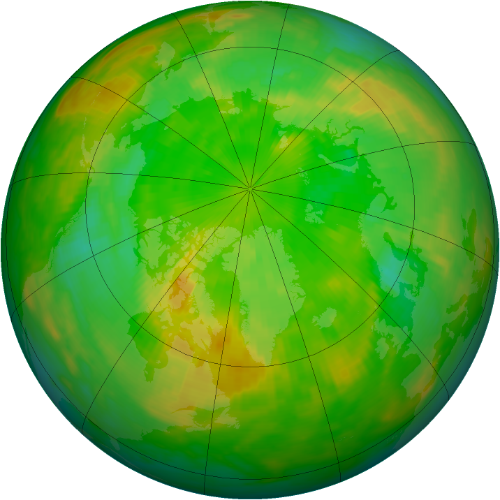 Arctic ozone map for 15 June 1992